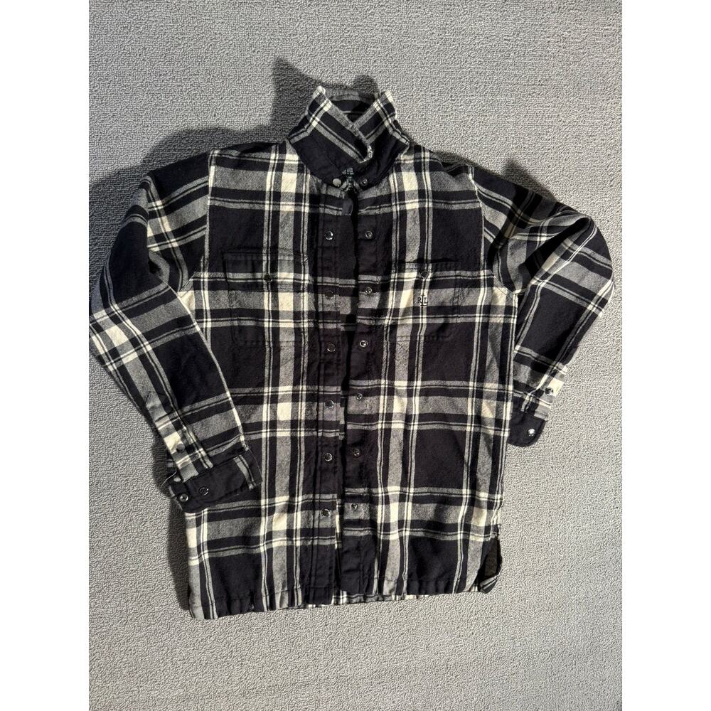 Lauren‎ Ralph Lauren Petite Wool Plaid Jacket Women P/P Black White